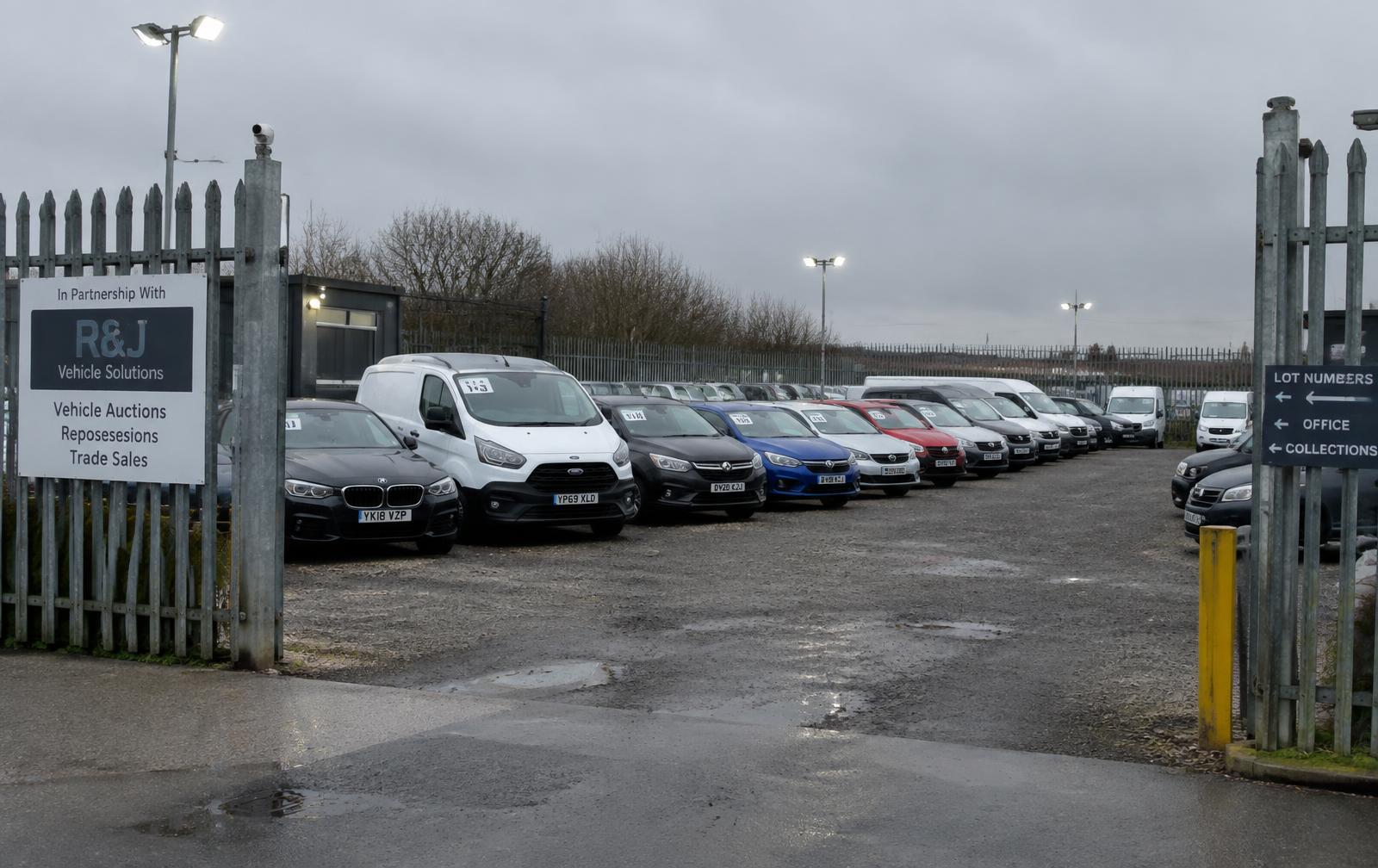 Secure vehicle storage compound with auction and repossessed stock